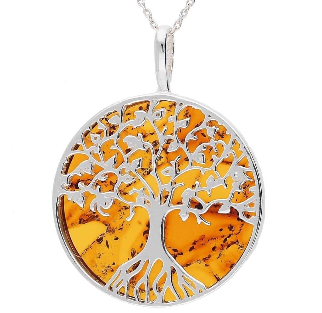 Amber Large Tree of Life Pendant