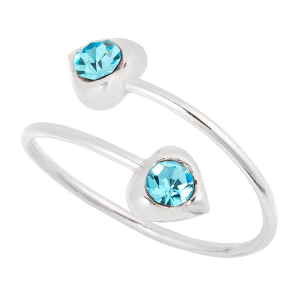 Aqua Heart Toe Ring