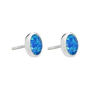 Blue Opal Round Studs