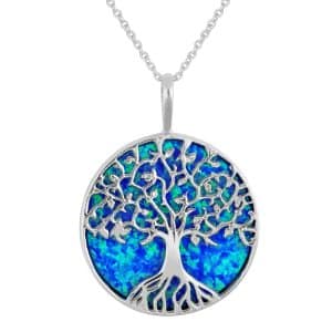 Absolutely Stunning Blue Opal Tree of Life Pendant