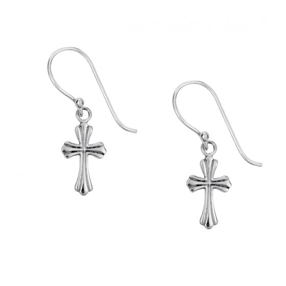 The Purple Cross Earrings in Oxidised Silver main image 1