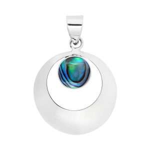 Large Abalone Round Pendant