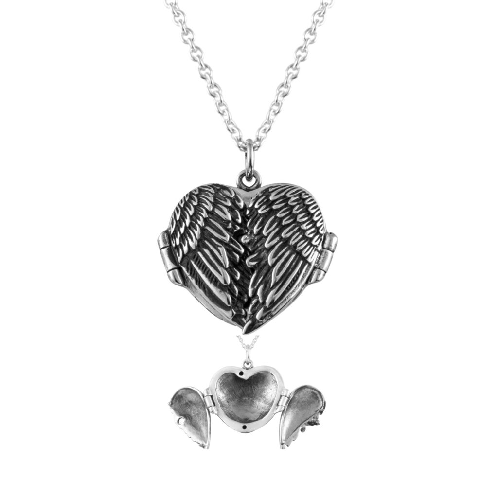 Dainty Silver Angel Wing Locket