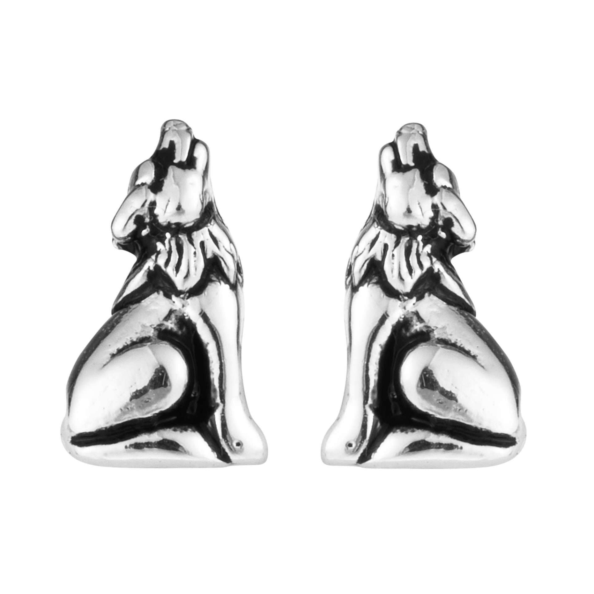 Moon Gazing Wolf Studs