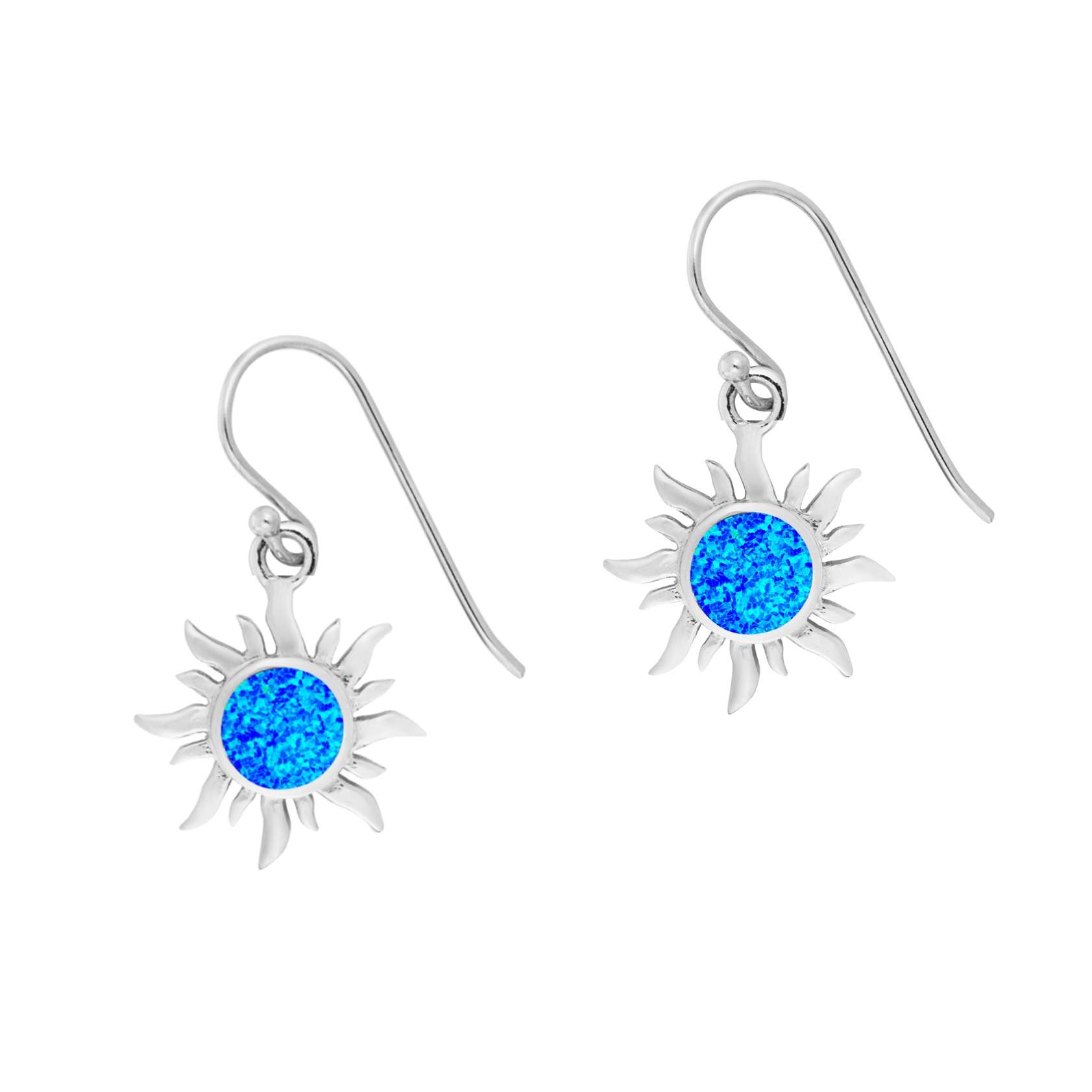 Large Blue Opal Sun Earrings