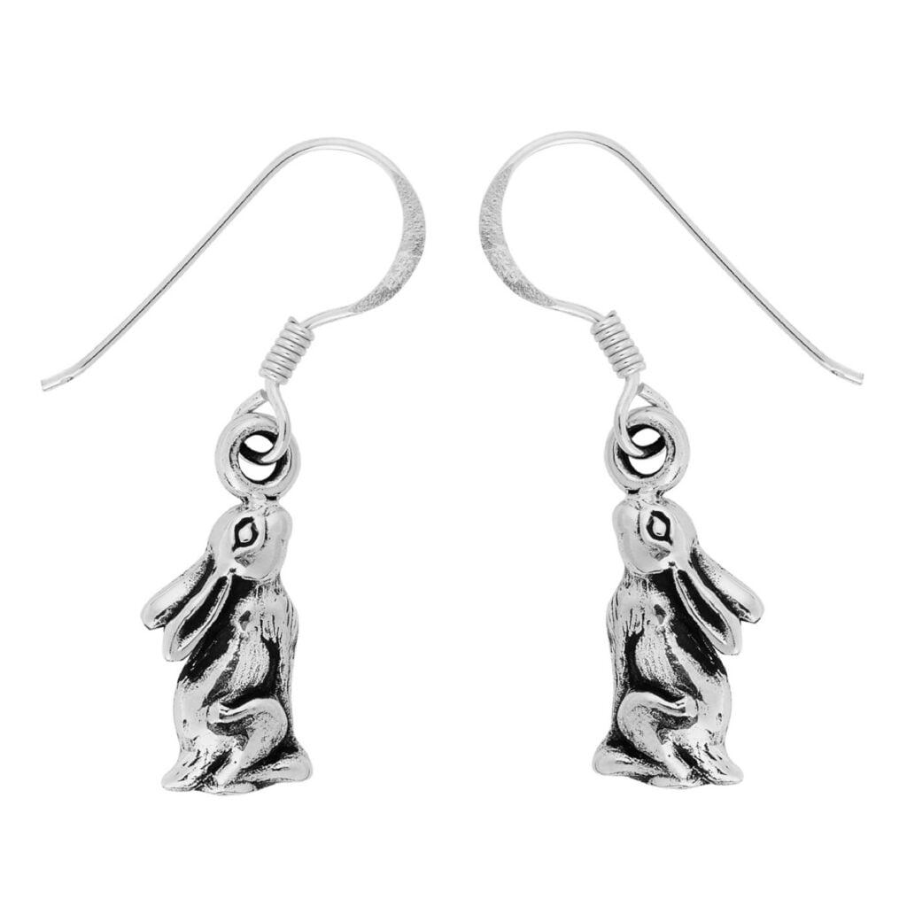 Silver Plated Moon Gazing Hare Earrings