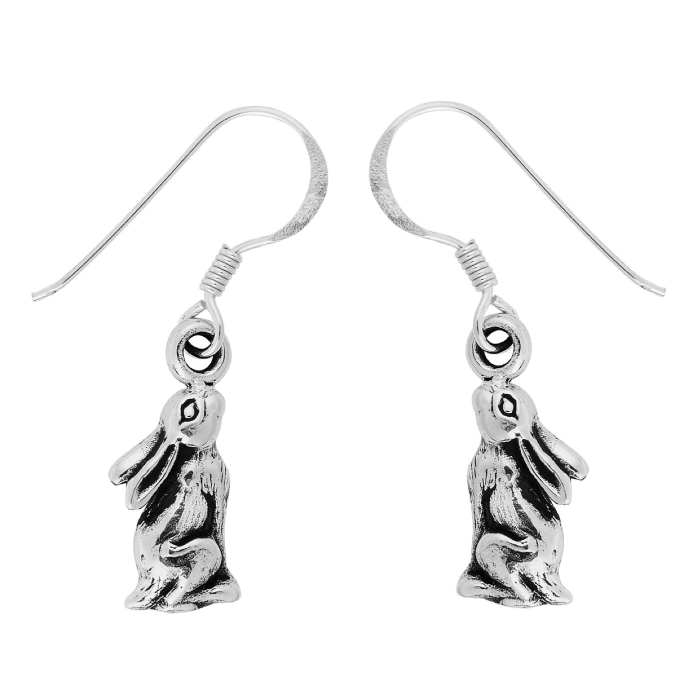 Silver Plated Moon Gazing Hare Earrings