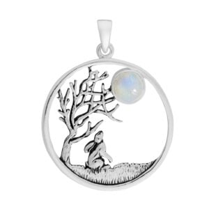 Silver Plated Tree of Life Hare Pendant