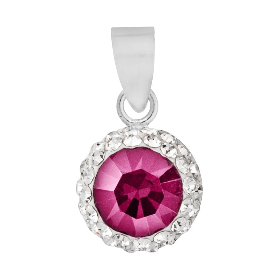 Silver Plated Fuchsia CZ Crystal Pendant