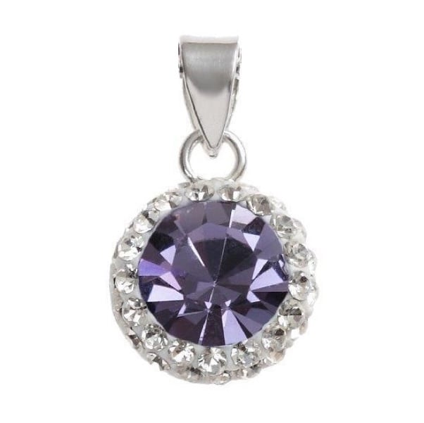 Silver Plated Tanzanite CZ Crystal Pendant