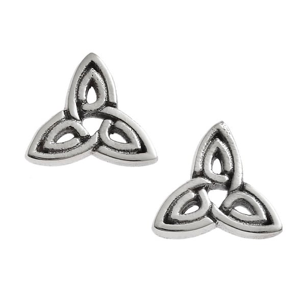 Silver Plated Goddess Triquetra Stud Earrings