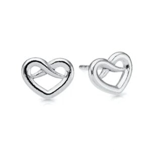 Silver Plated Infinity Heart Stud Earrings