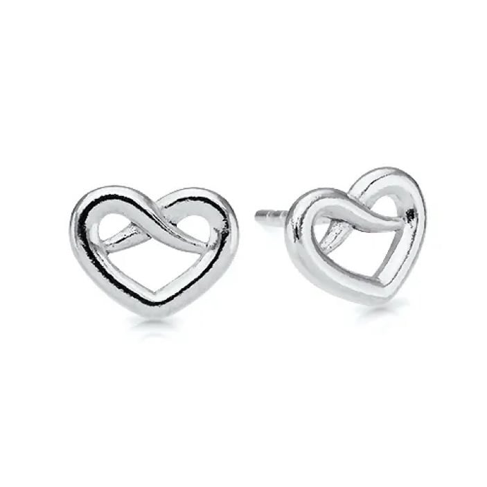 Silver Plated Infinity Heart Stud Earrings