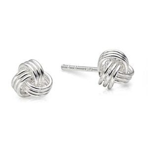 Silver Plated Love Knot Stud Earrings