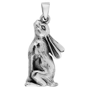Silver Plated Moon Gazing Hare Pendant