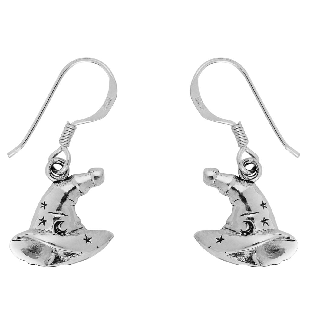 Silver Plated Witch Hat Drop Earrings – Anti-Tarnish