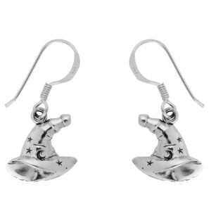 Silver Plated Witch Hat Drop Earrings – Anti-Tarnish