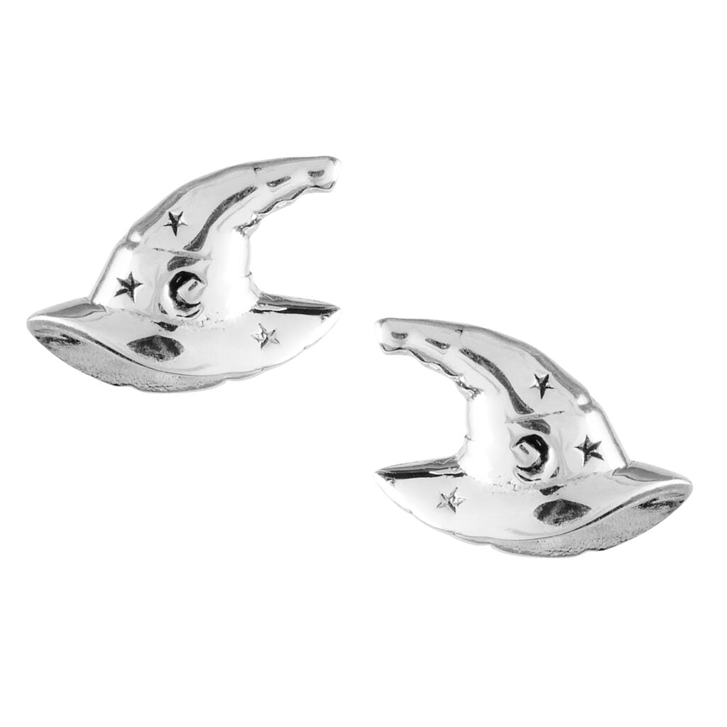 Silver Plated Witch Hat Stud Earrings – Anti-Tarnish Finish