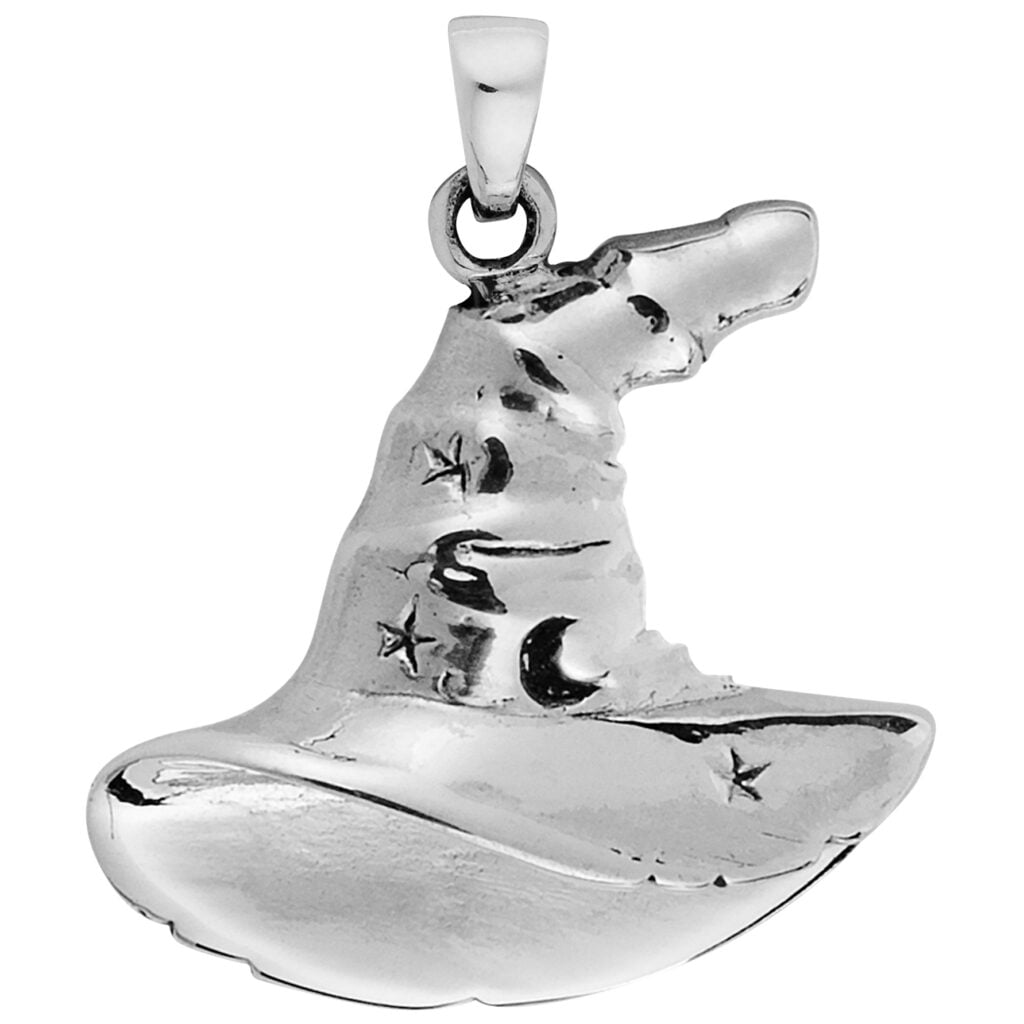 X Large Silver Plated Witch Hat Pendant – Anti-Tarnish Finish