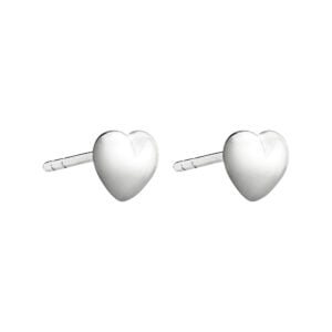 Silver Plated Puff Heart Stud Earrings
