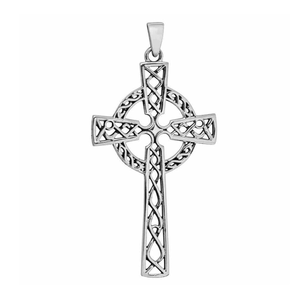 X Large Silver Plated Celtic Cross Pendant – Anti-Tarnish